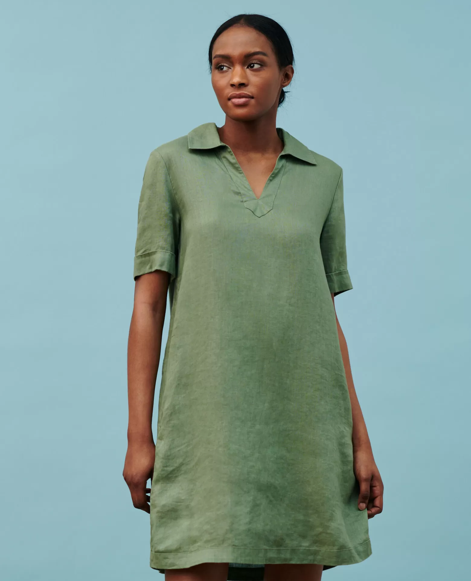 Robes | Comptoir des Cotonniers Daisy - Robe Iconique En Lin 52 Green
