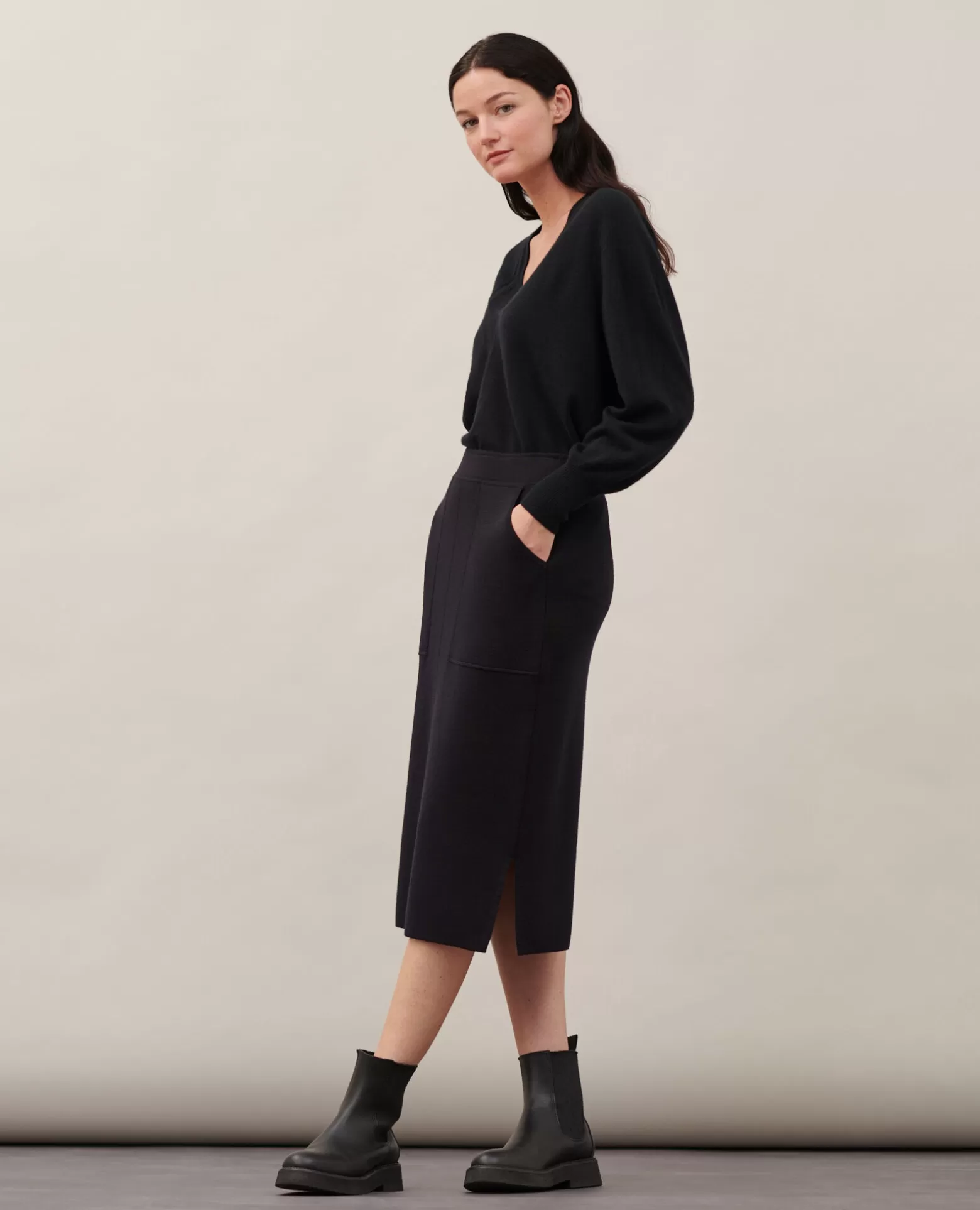 Jupes & Shorts | Comptoir des Cotonniers Jupe Longue En Laine 8891 09 Black