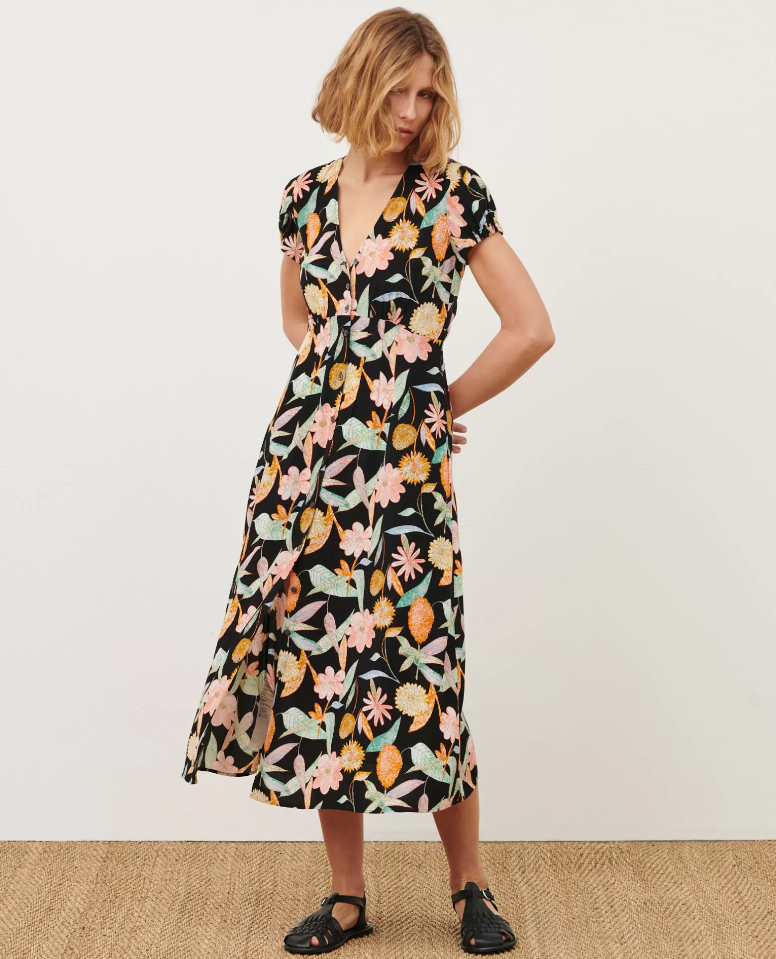 Robes | Comptoir des Cotonniers Ludivine - Robe Longue 0909 Black Aubepine