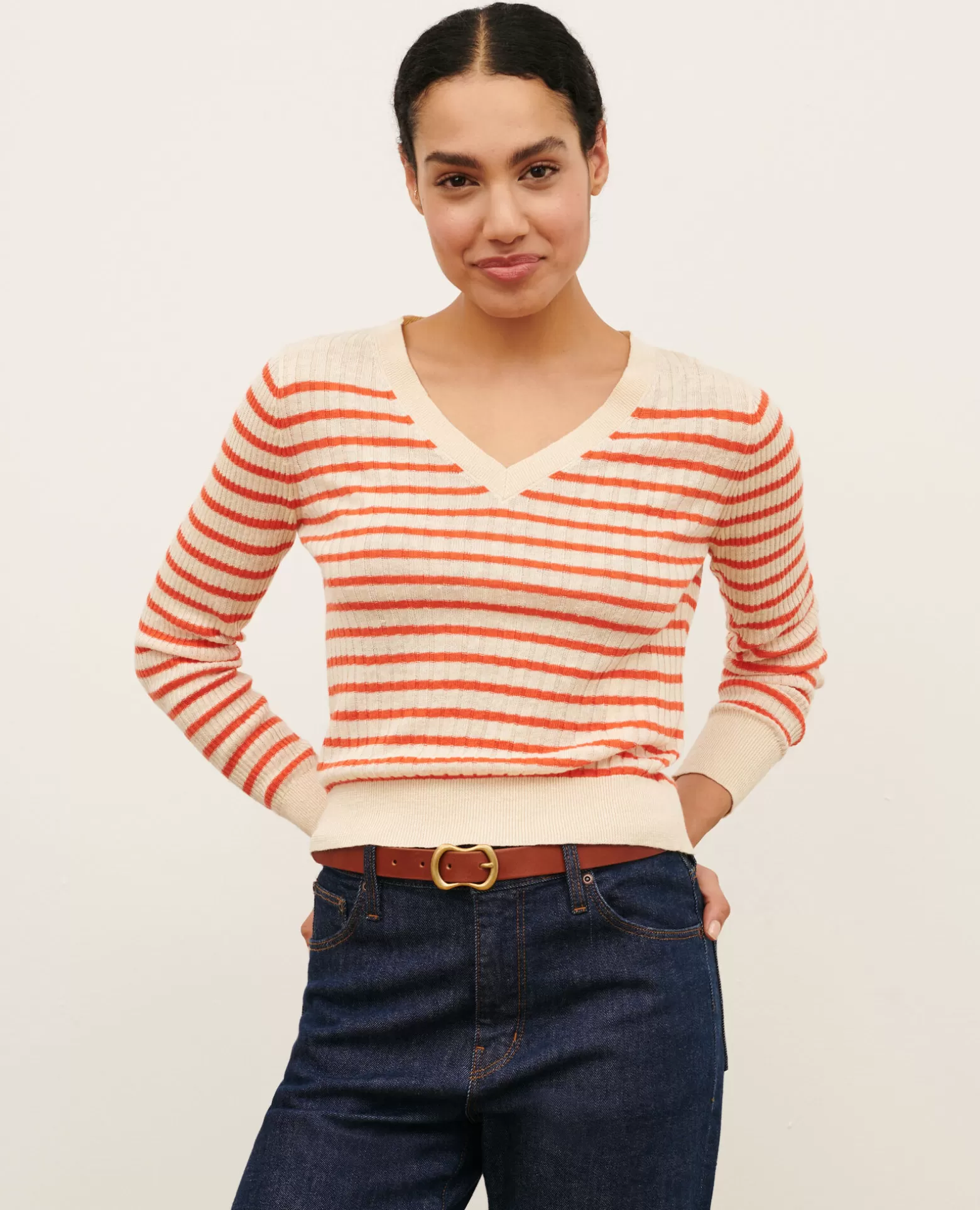 Maille | Comptoir des Cotonniers Pull Mariniere En Lin 0240 Tiger Lily Stripes