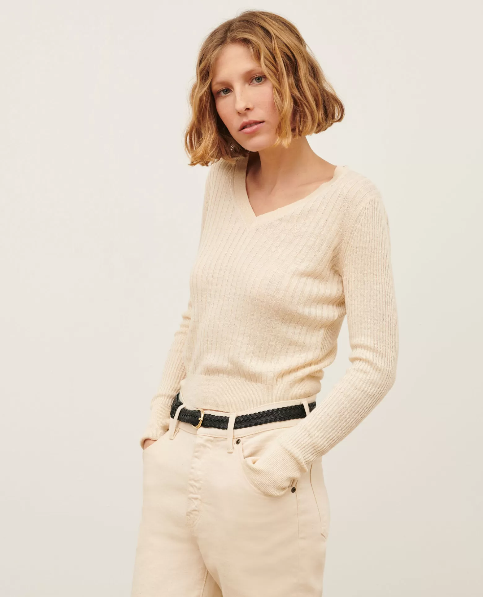 Maille | Comptoir des Cotonniers Pull Texture En Lin 0010 Buttercream