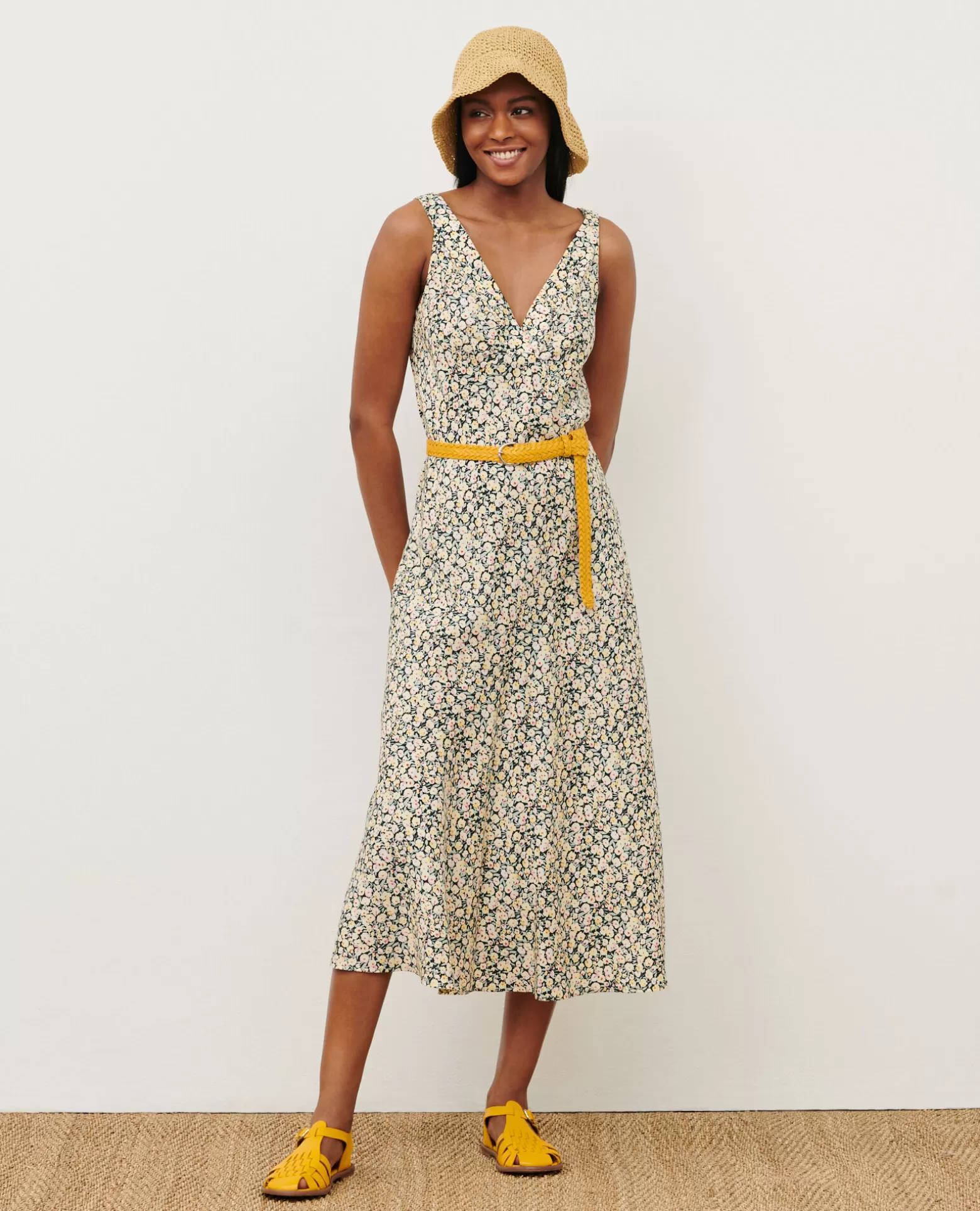 Robes | Comptoir des Cotonniers Robe Longue Imprimee 7302C 119 Print Yellow