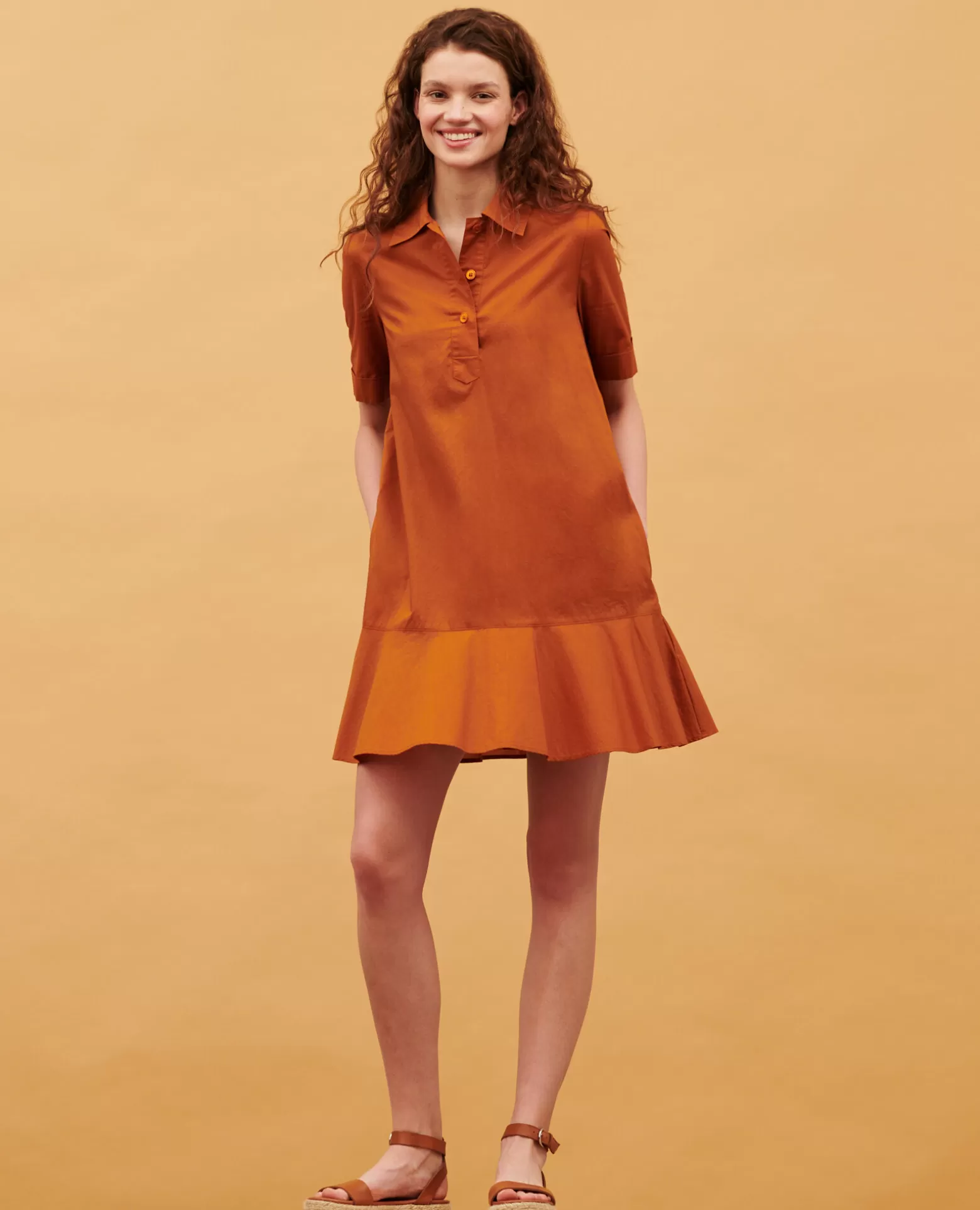 Robes | Comptoir des Cotonniers Robe Polo En Coton 29 Orange