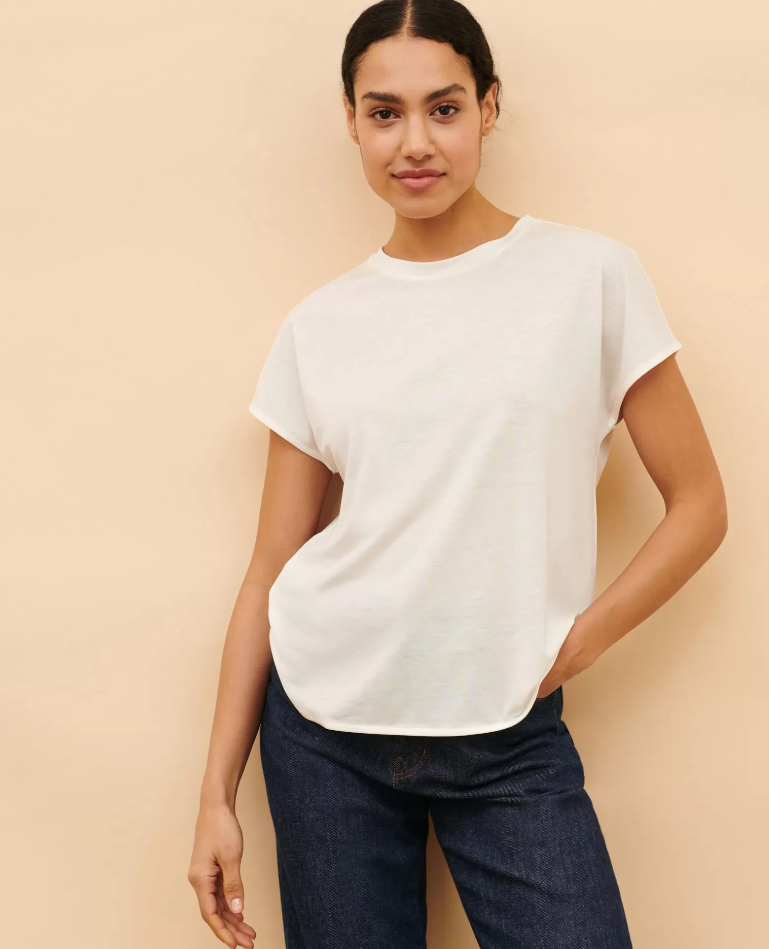 Tops | Comptoir des Cotonniers T-Shirt Ample En Coton 4262 Cloud Dancer