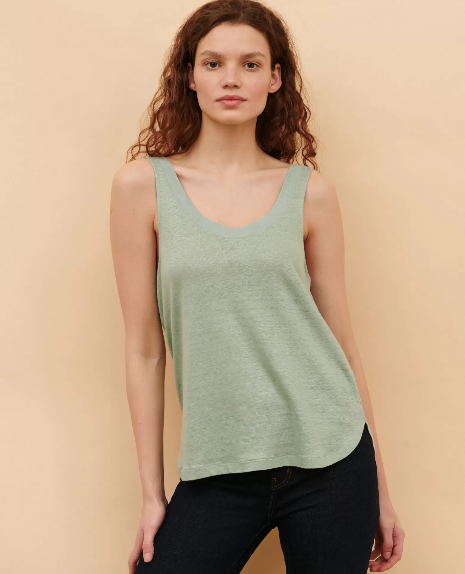 Tops | Comptoir des Cotonniers T-Shirt En Lin 50 Green