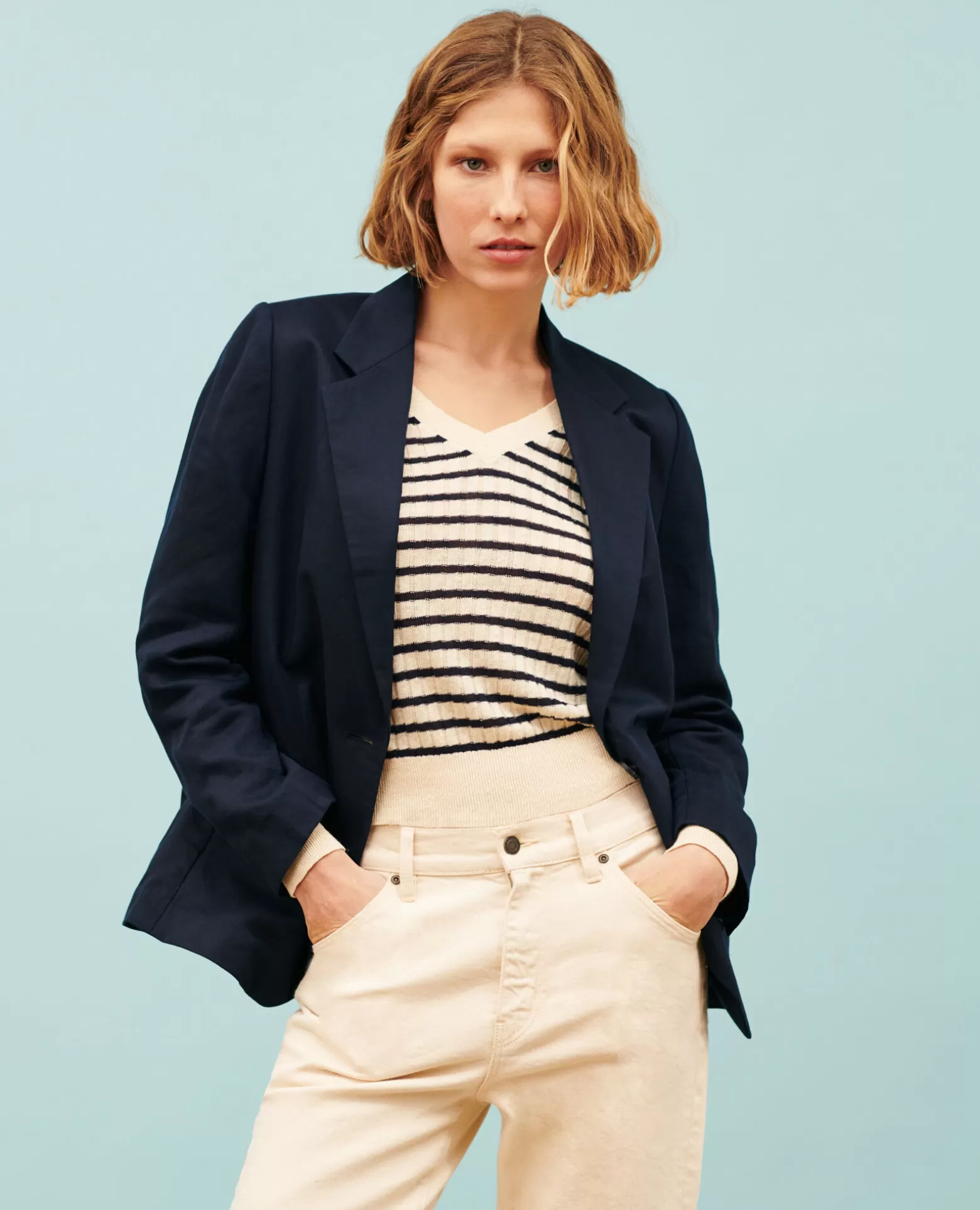 Vestes & Trenchs | Comptoir des Cotonniers Veste De Blazer En Lin Melange 4277 Night_Sky